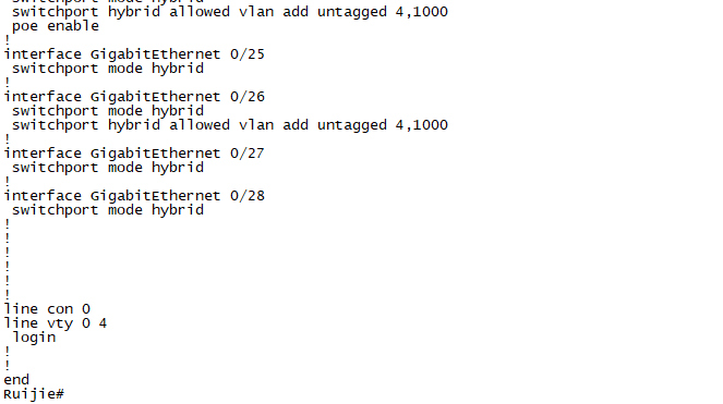 中兴5250-28PC配置转换成锐捷RG-S2928G-24P交换机