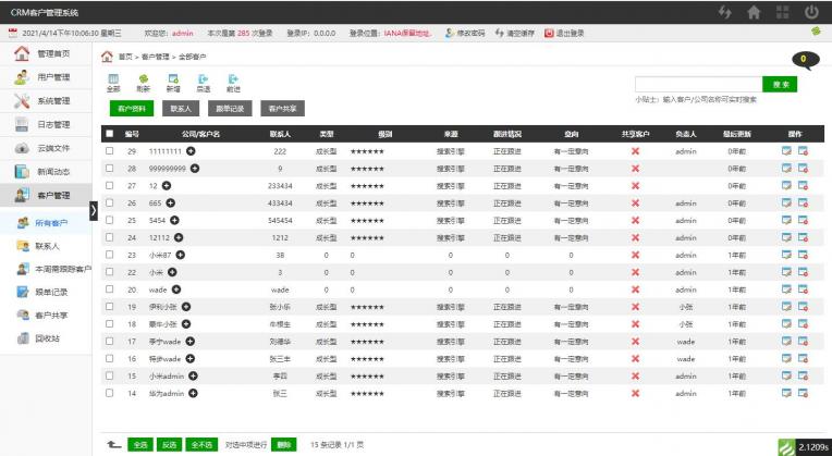 Thinkphp CRM客户关系管理系统修复版