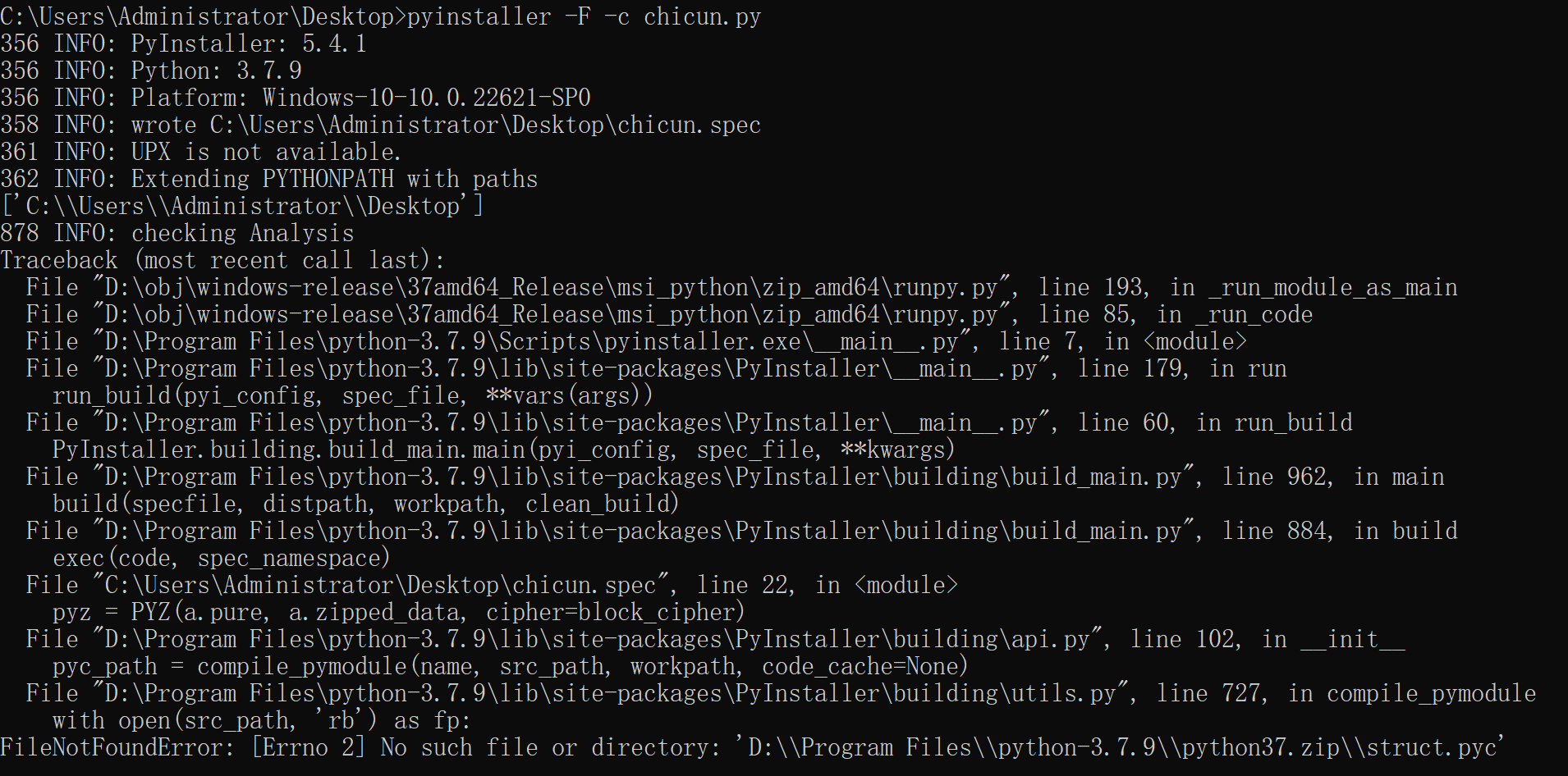 pyinstaller FileNotFoundError: [Errno 2] No such file or directory ...
