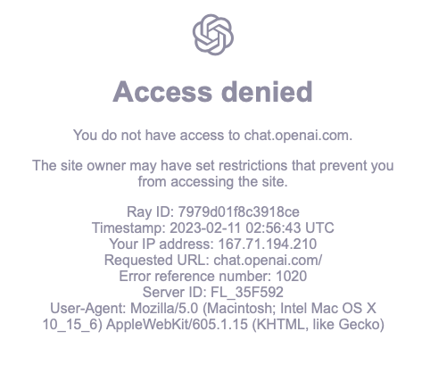 chatgpt Access denied  You do not have access to chat.openai.com 限制访问